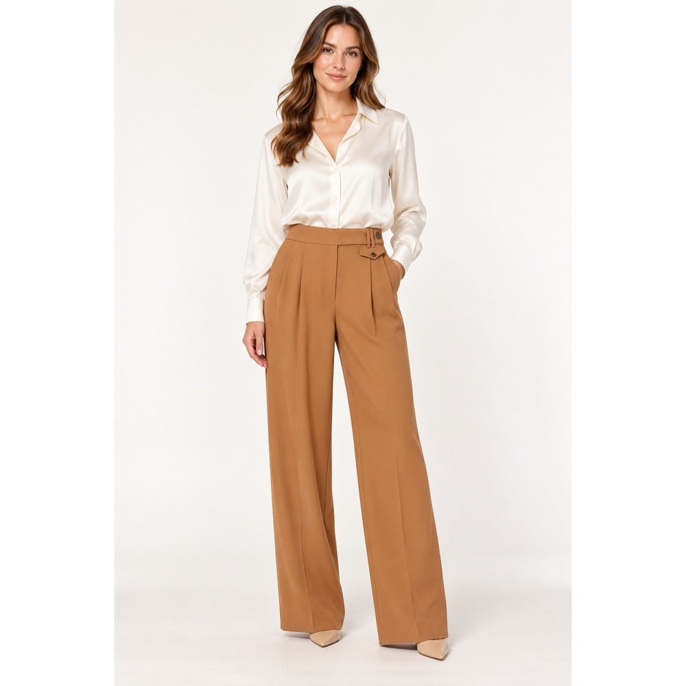 Gianni Bini Hartley Women's 0 Rust Pleated High Rise Wide Leg Pants